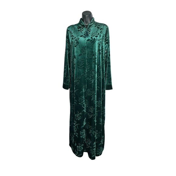 Cinema Etoile Green Floral Velvet Robe Small - Picture 1 of 10